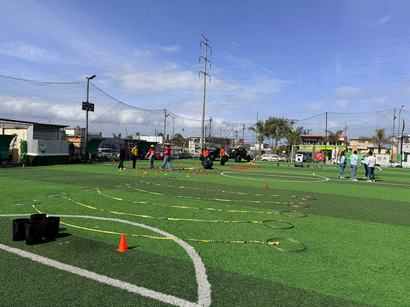 Sports field with childrens games at Rubber Mexico's Childrens Party