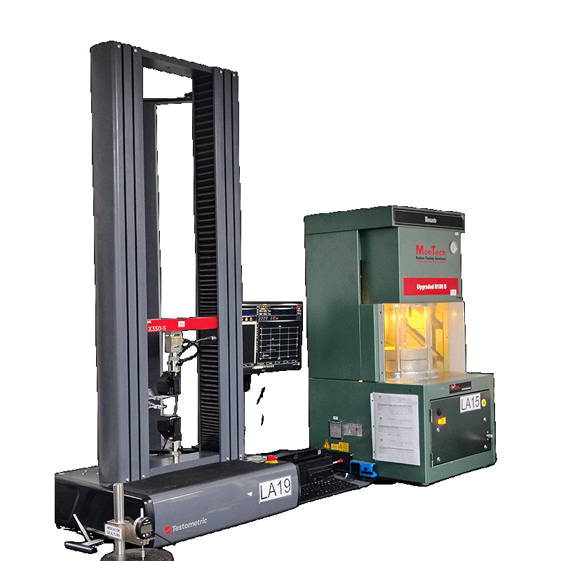 Testing  Compression-Deflection (ASTM D575) machine in a laboratory setting