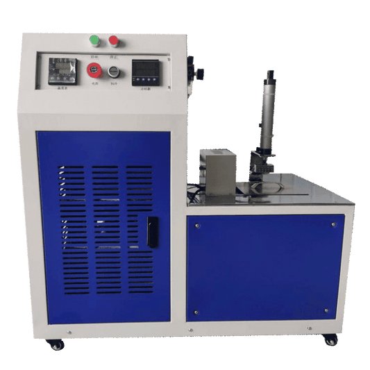 Industrial low temperature resistance  machine with blue and white design on a plain background
