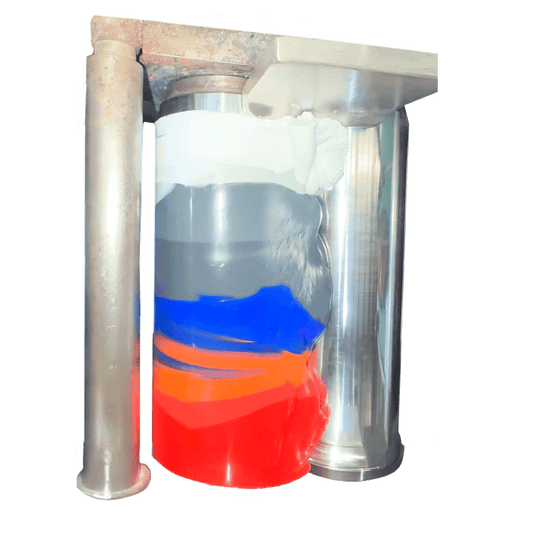 Cylindrical Spectrophotometer for color measurement with red, blue, and clear sections on a white background