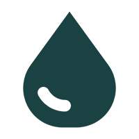 Dark green droplet icon with a white silhouette inside on a white background