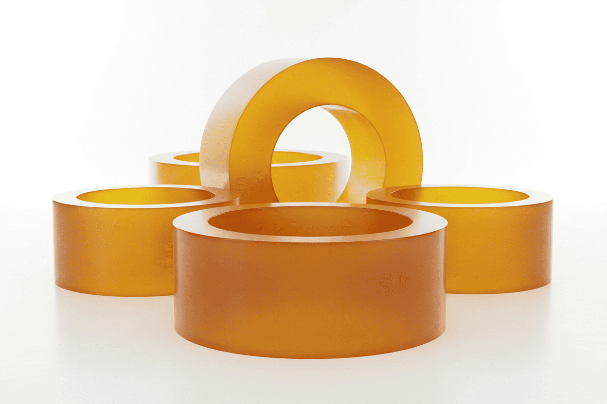 Five polyurethane tubing/rods displayed on a white background