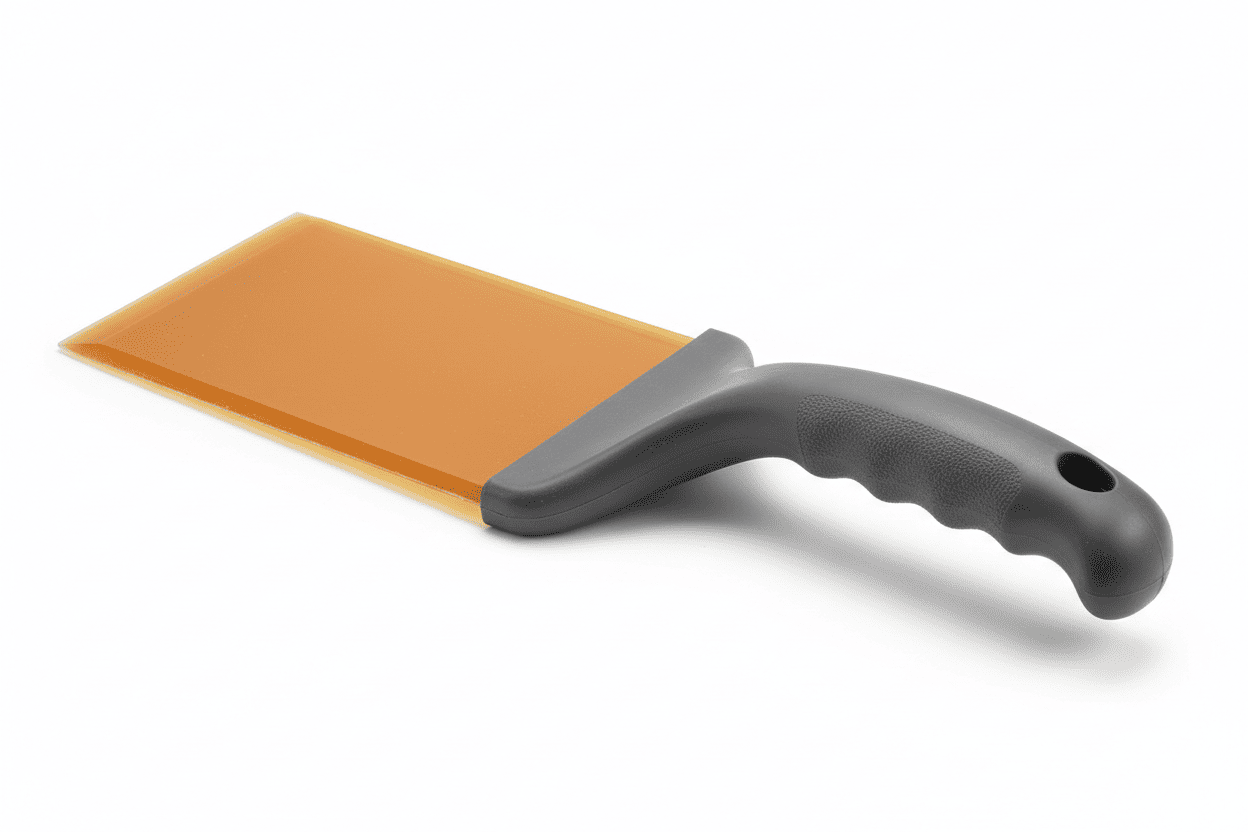 A polyurethane scraper displayed on a white background