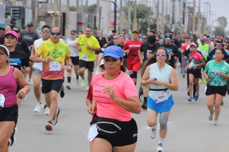 Woman running in a street